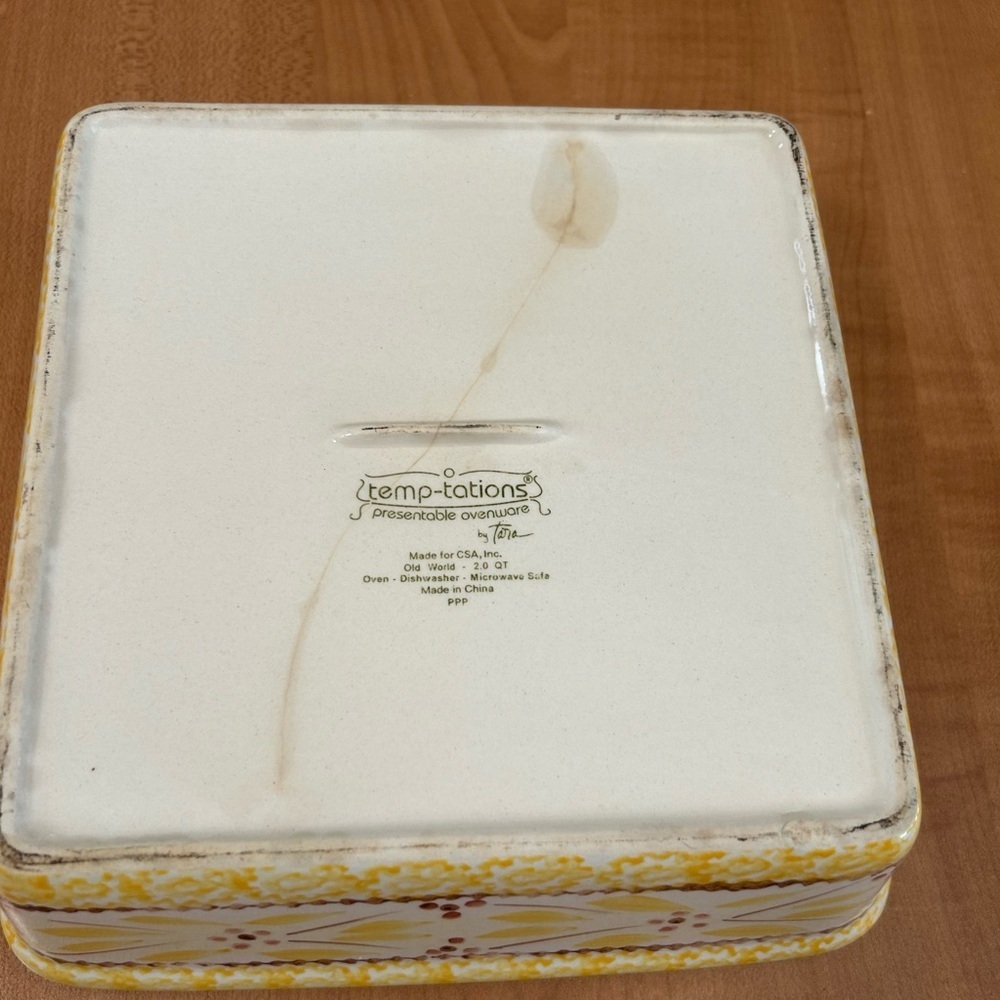 temptations bakeware presentable ovenware old world yellow Tara baking dish - Picture 3 of 6